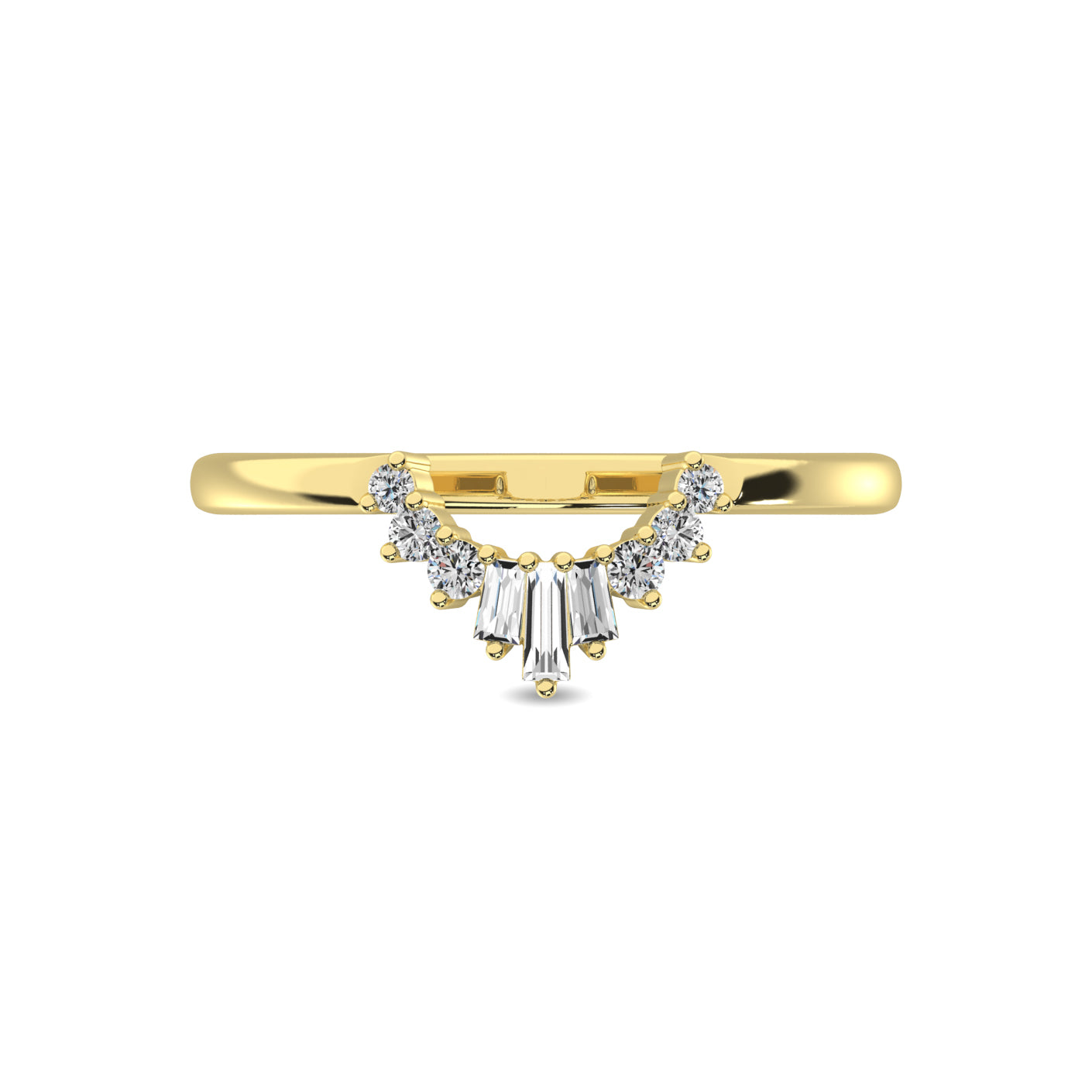 Diamond 1/6 Ct Tw Round And Baguette Fashion Ring  In 10K Yellow Gold