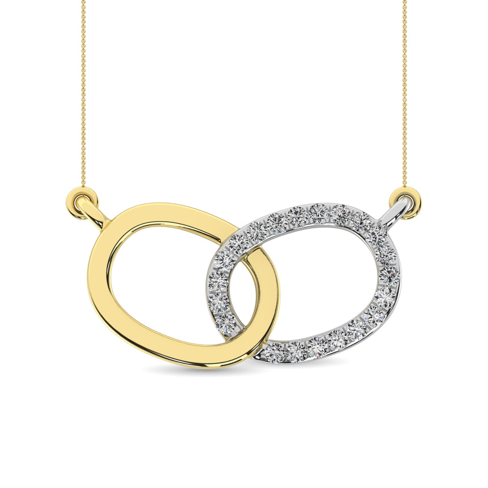 Diamond 1/20 Ct Tw Symatrical Oval Necklace  In 10K Yellow Gold