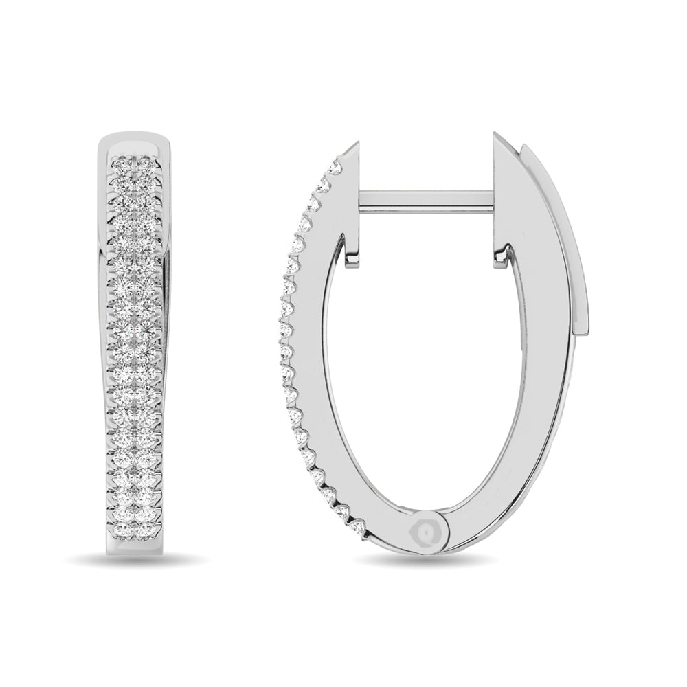 Diamond 1/2 Ct Tw Hoop Earrings In 10K White Gold