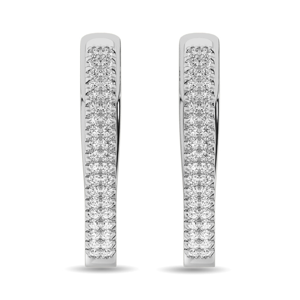 Diamond 1/4 Ct Tw Hoop Earrings In 10K White Gold
