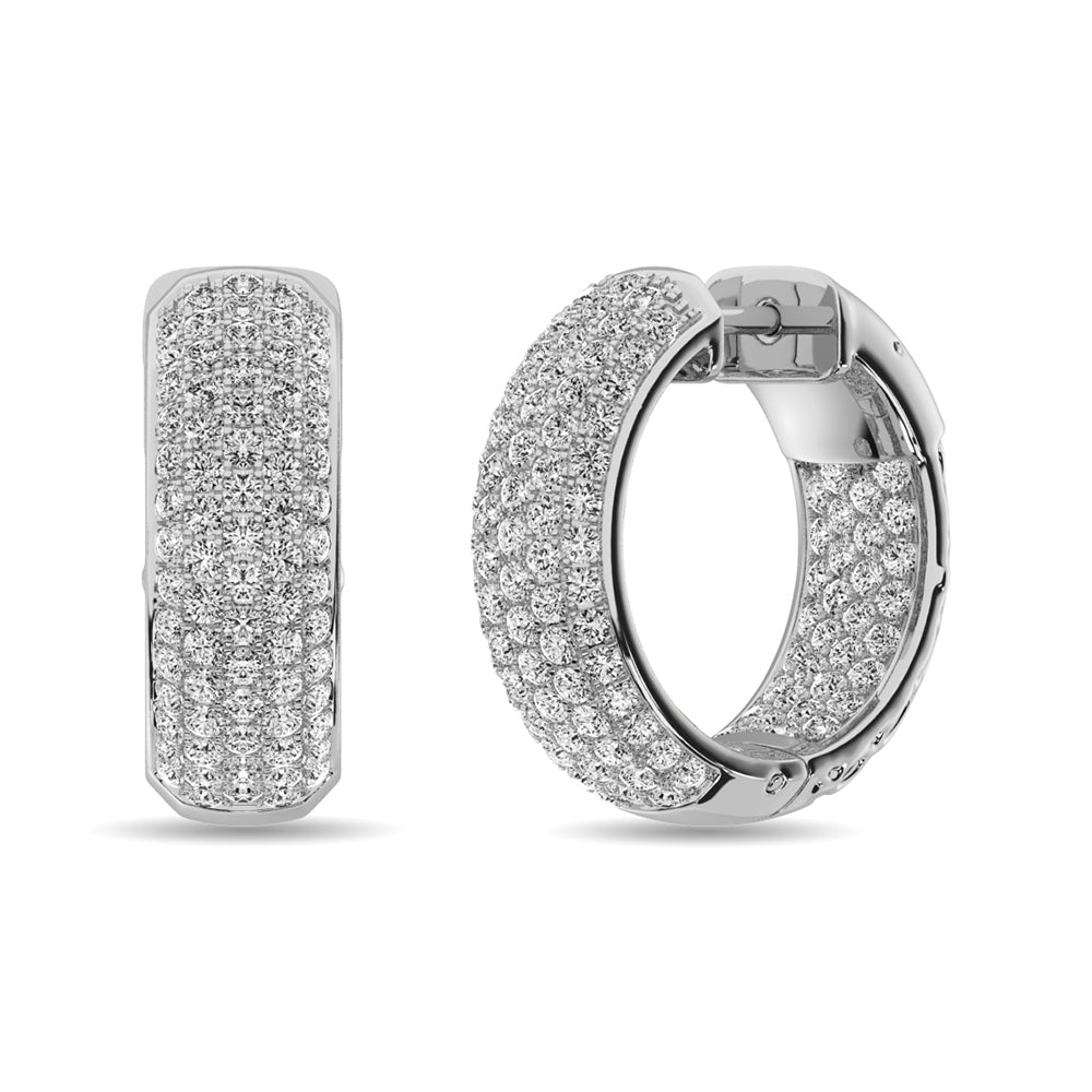 Diamond 3 1/8 Ct Tw Hoop Earrings In 14K White Gold