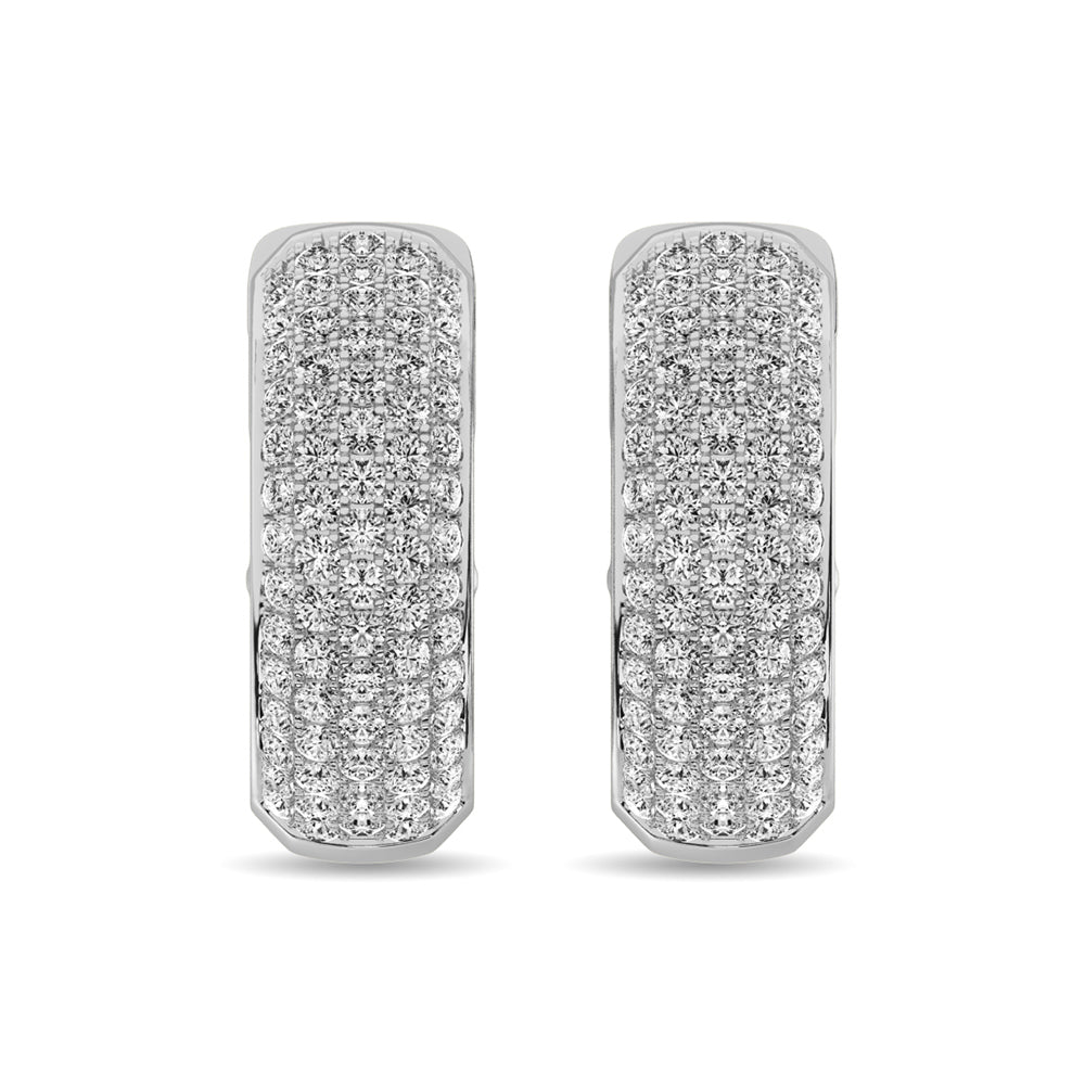 Diamond 3 1/8 Ct Tw Hoop Earrings In 14K White Gold