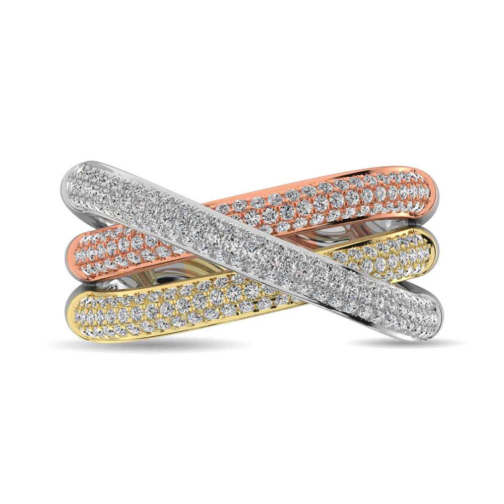 Diamond 1 Ct Tw Fashion Ring In 14K Three Tone Gold