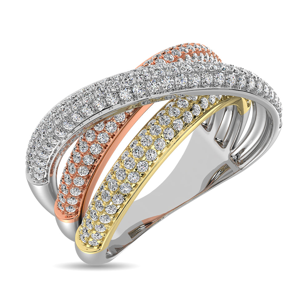Diamond 1 Ct Tw Fashion Ring In 14K Three Tone Gold