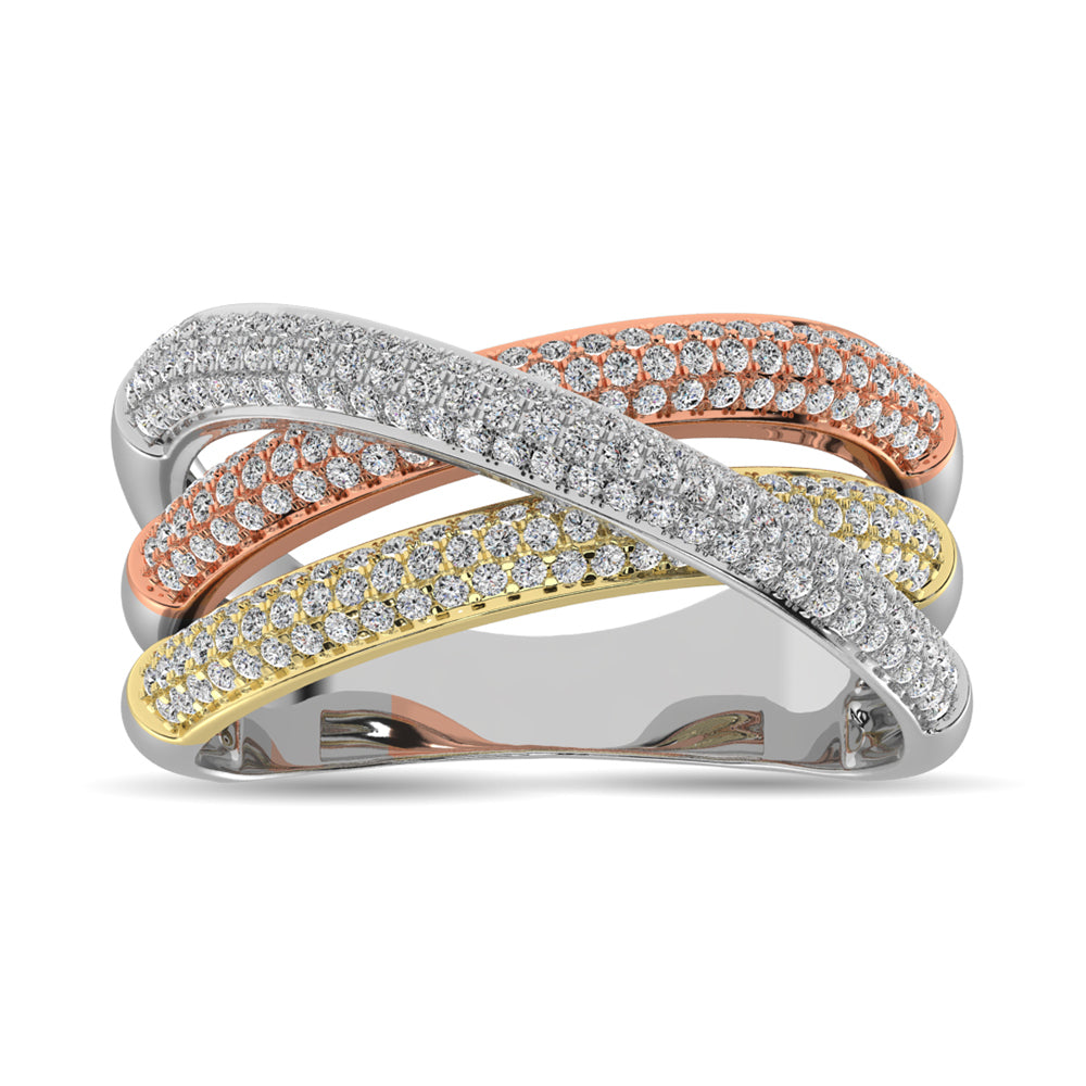Diamond 1 Ct Tw Fashion Ring In 14K Three Tone Gold