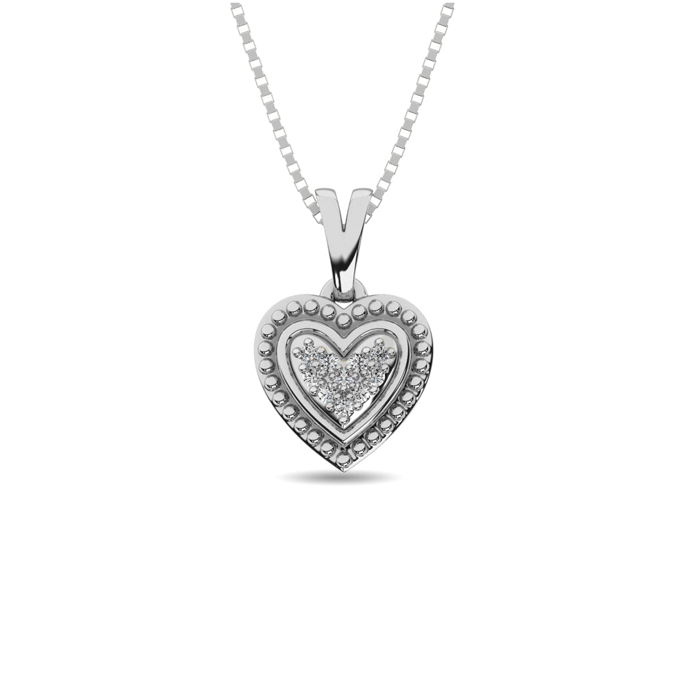 Diamond 1/20 Ct Tw Heart Pendant In Sterling Silver