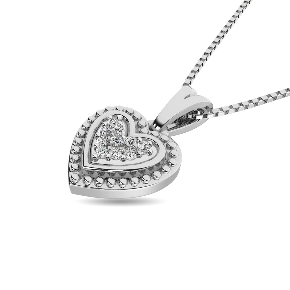Diamond 1/20 Ct Tw Heart Pendant In Sterling Silver