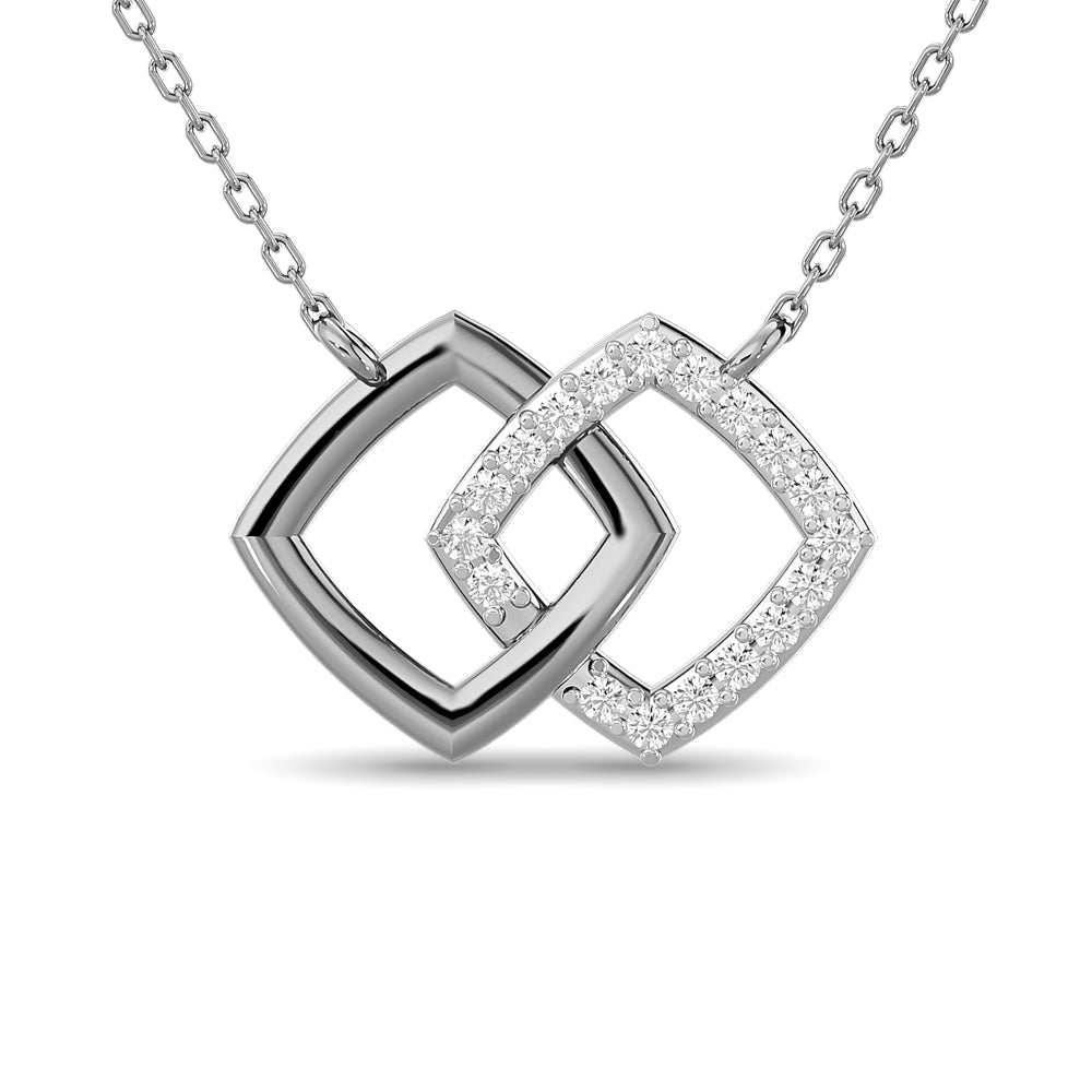 Diamond 1/6 Ct Tw Symatrical Square Necklace  In 10K White Gold