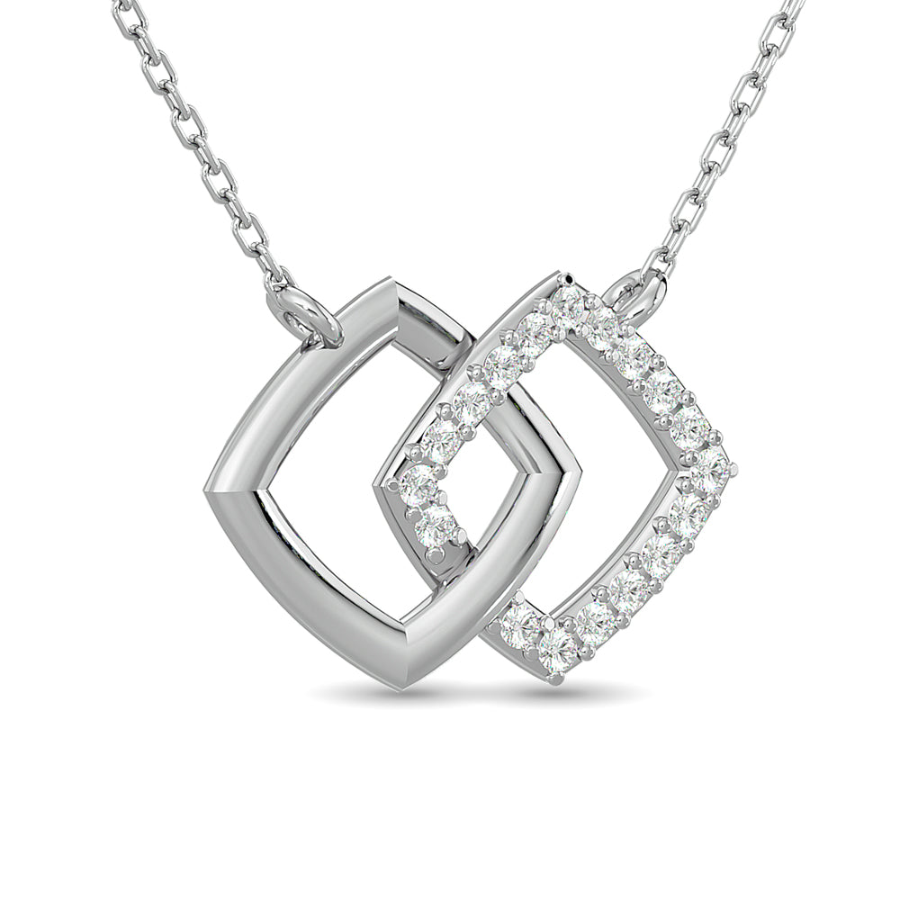 Diamond 1/6 Ct Tw Symatrical Square Necklace  In 10K White Gold