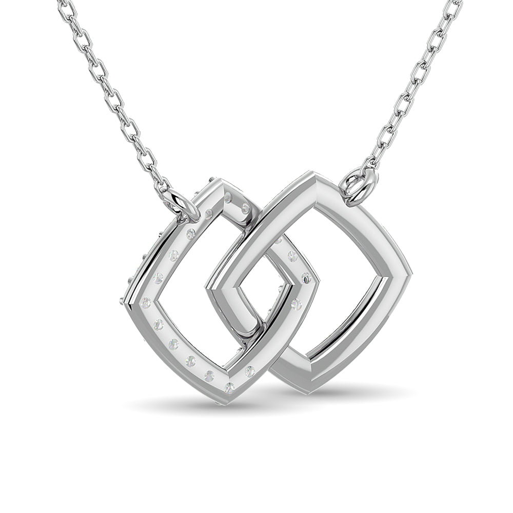 Diamond 1/6 Ct Tw Symatrical Square Necklace  In 10K White Gold