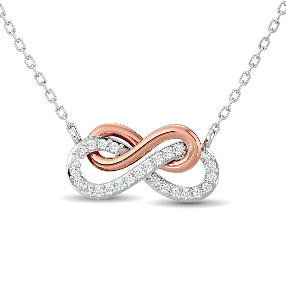 Two Tone Diamond Infinity Necklace 1/6 Ct Tw