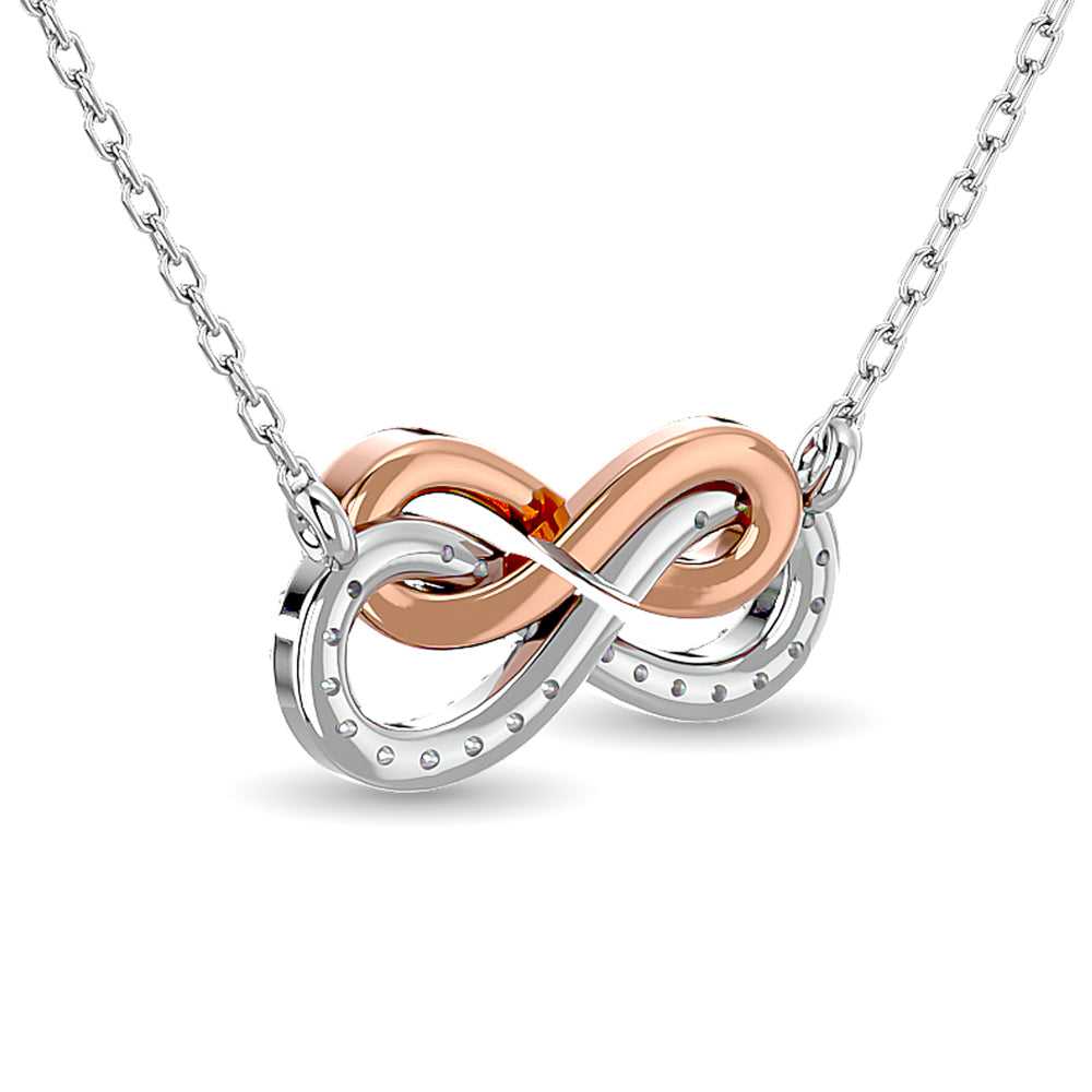 Two Tone Diamond Infinity Necklace 1/6 Ct Tw