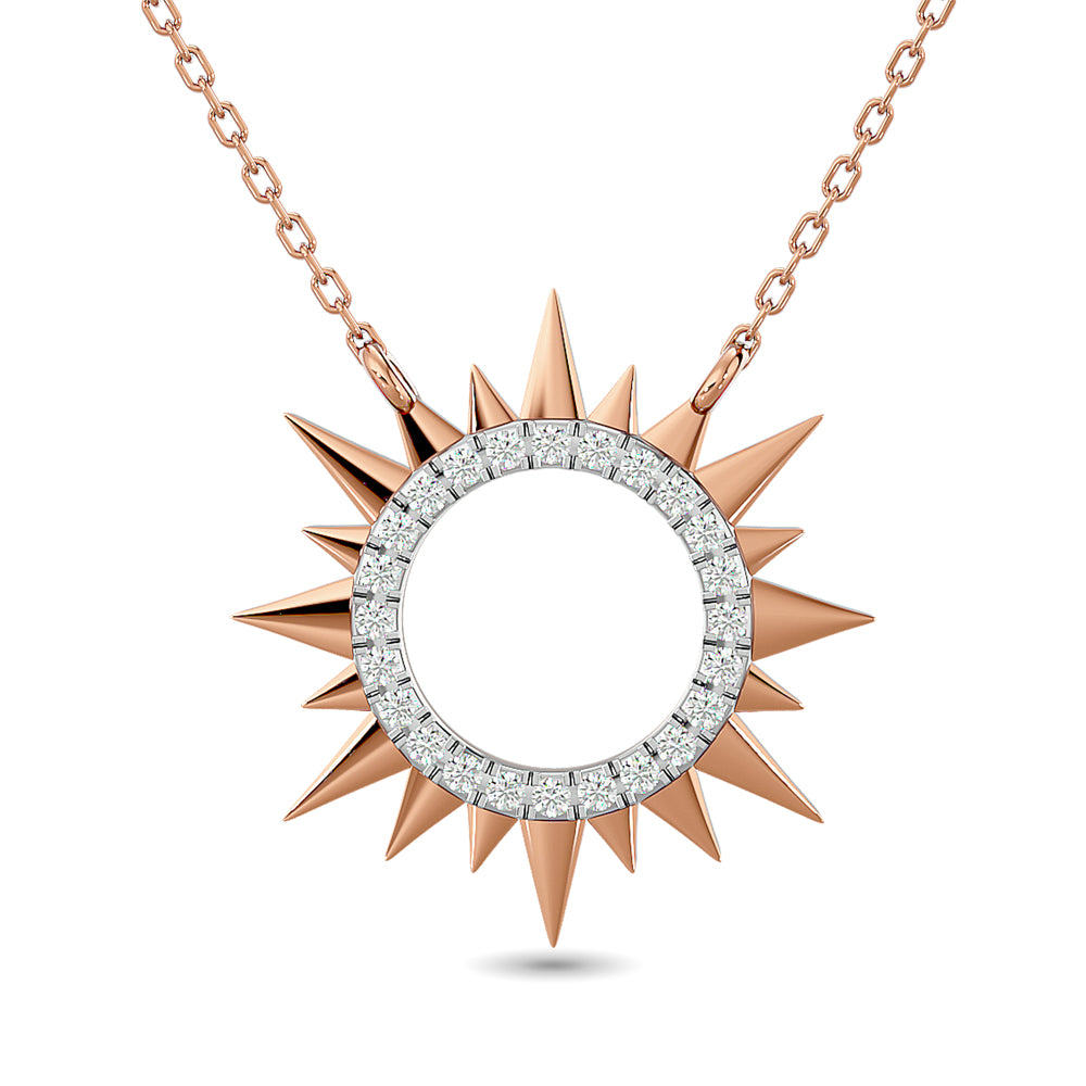 Diamond 1/8 Ct Tw Sun Necklace In 10K Rose Gold