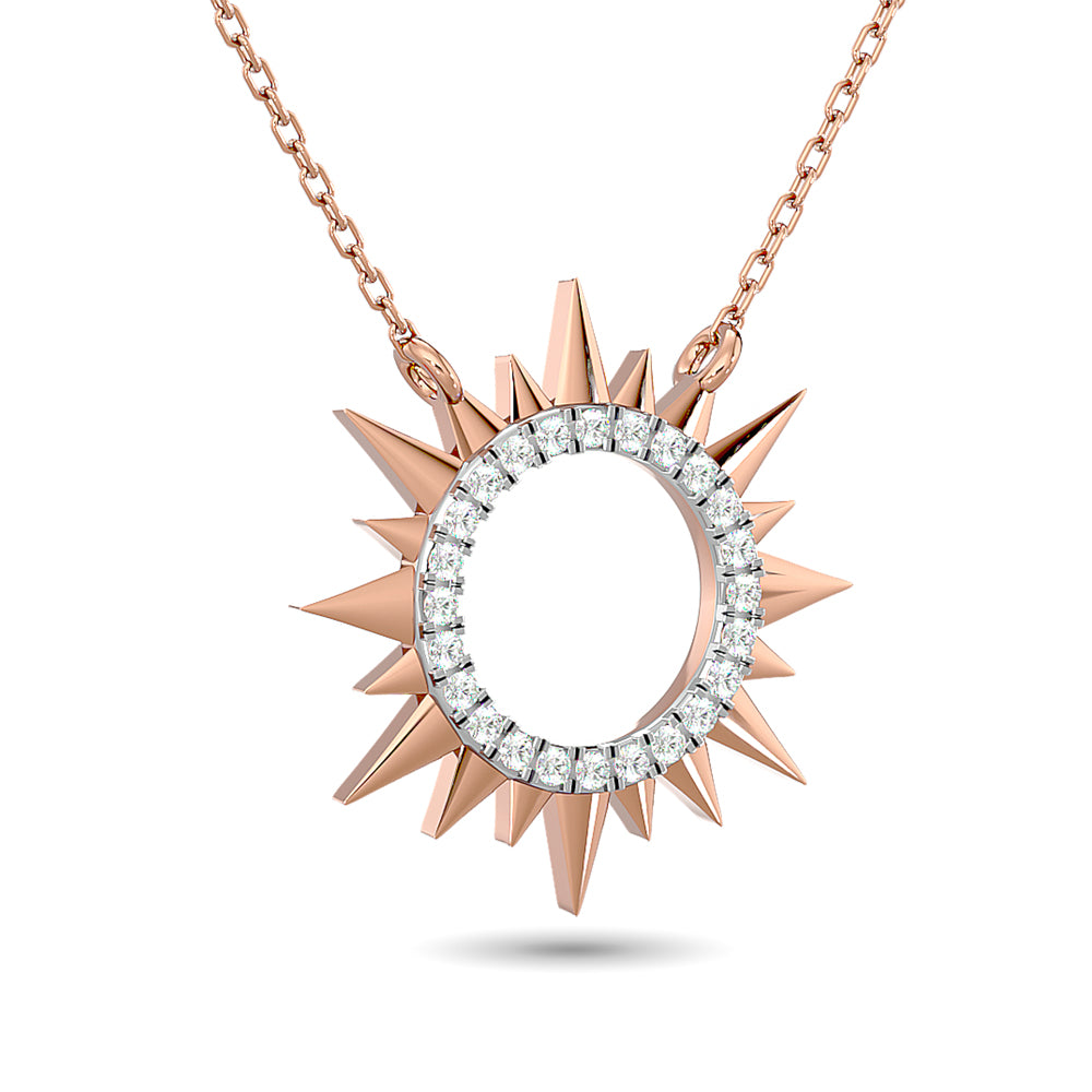 Diamond 1/8 Ct Tw Sun Necklace In 10K Rose Gold