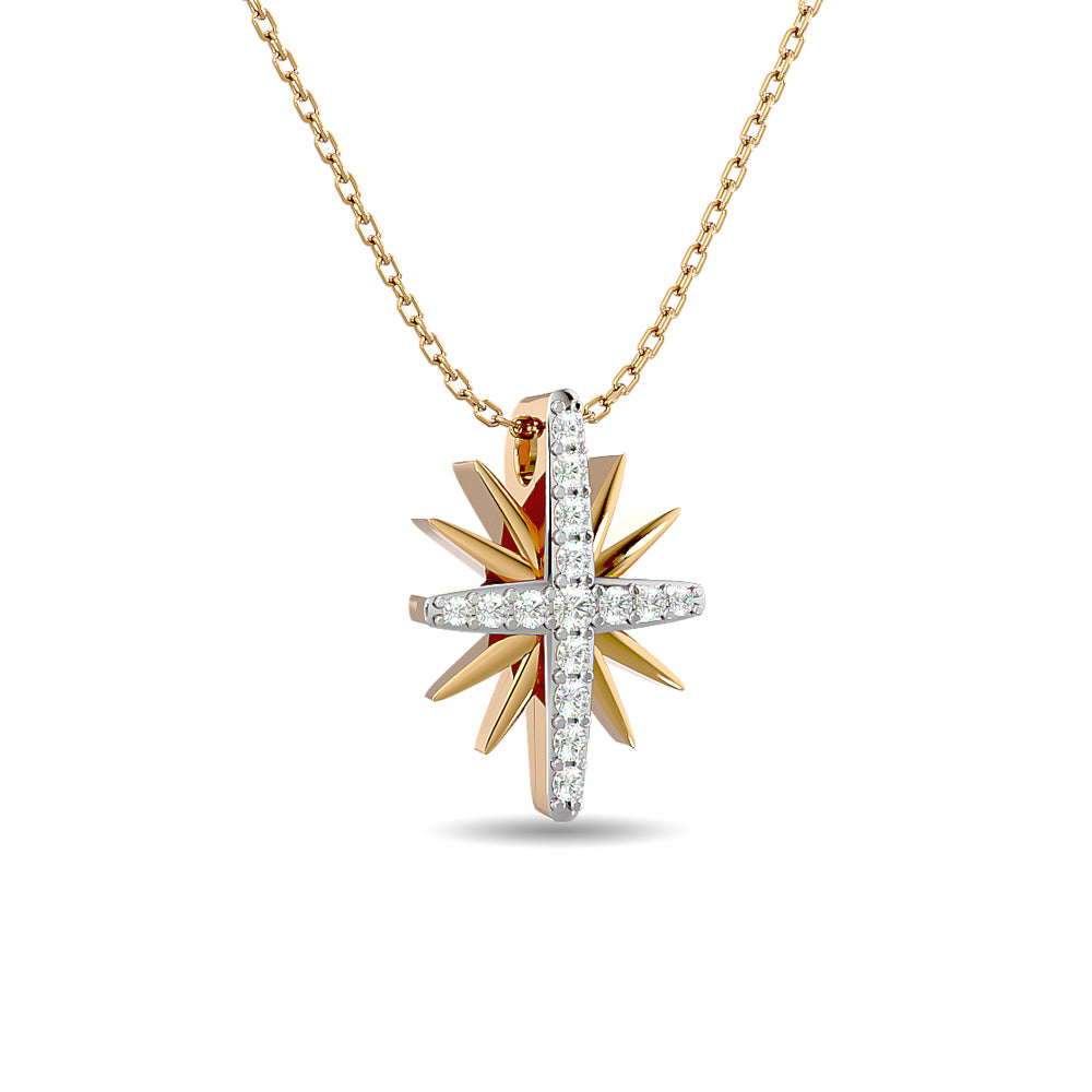 Diamond 1/8 Ct Tw Star Pendant In 10K Yellow Gold