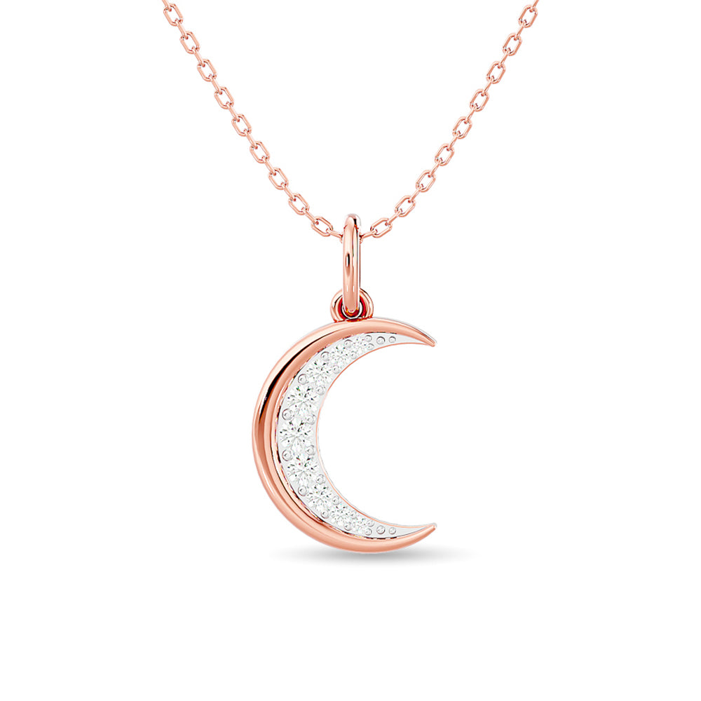 Diamond 1/8 Ct Tw Moon Pendant In 10K Rose Gold