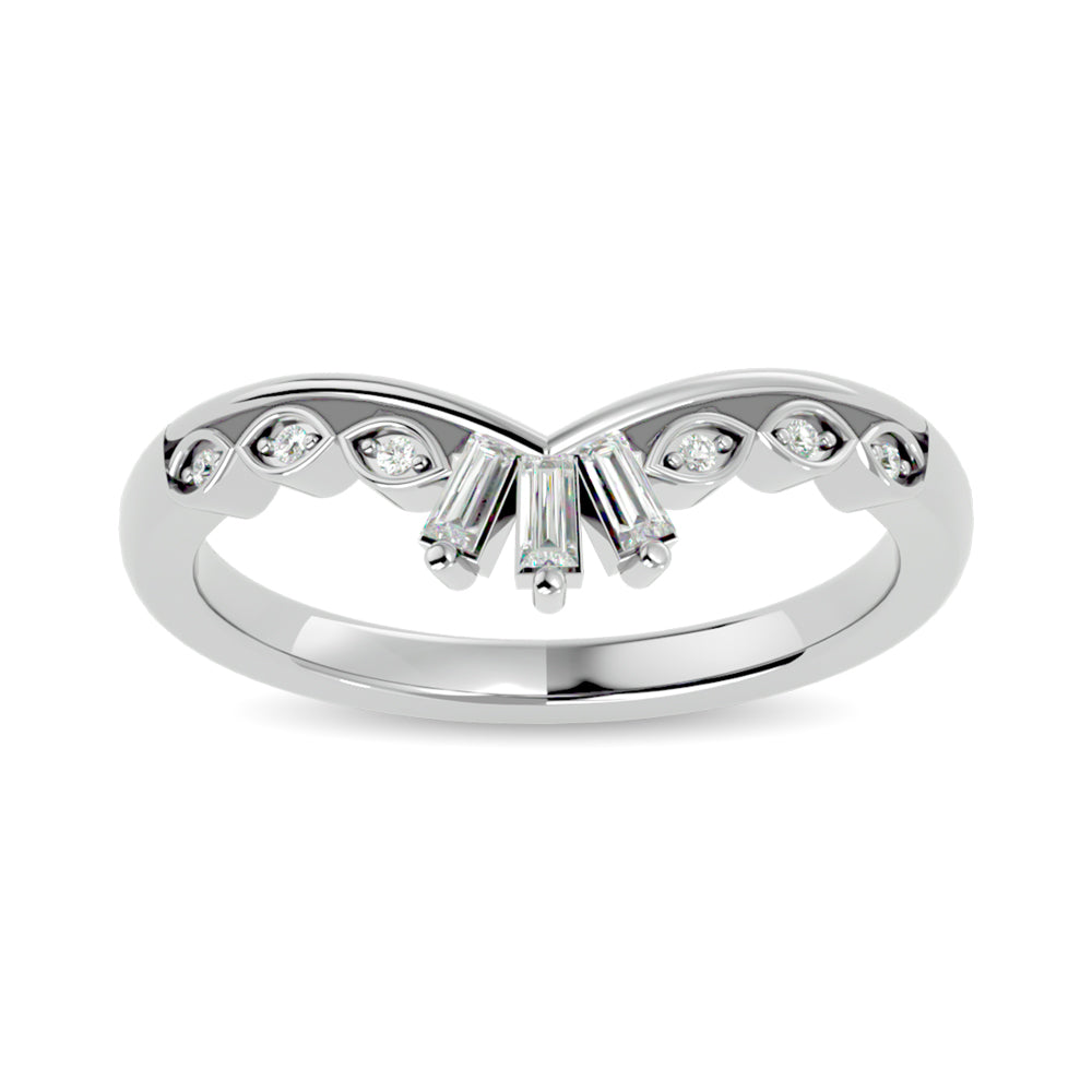 10KT WHITE GOLD 1/8CT TW DIAMOND CHEVRON BAND