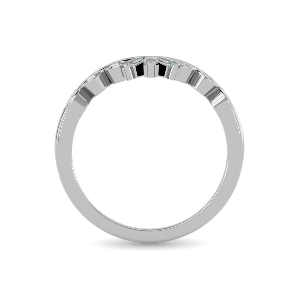 10KT WHITE GOLD 1/8CT TW DIAMOND CHEVRON BAND