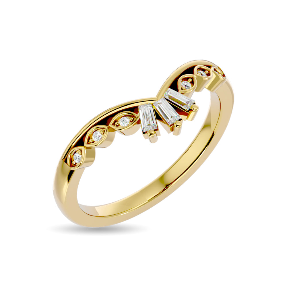 Diamond 1/6 Ct Tw Chevron Band In 14K Yellow Gold