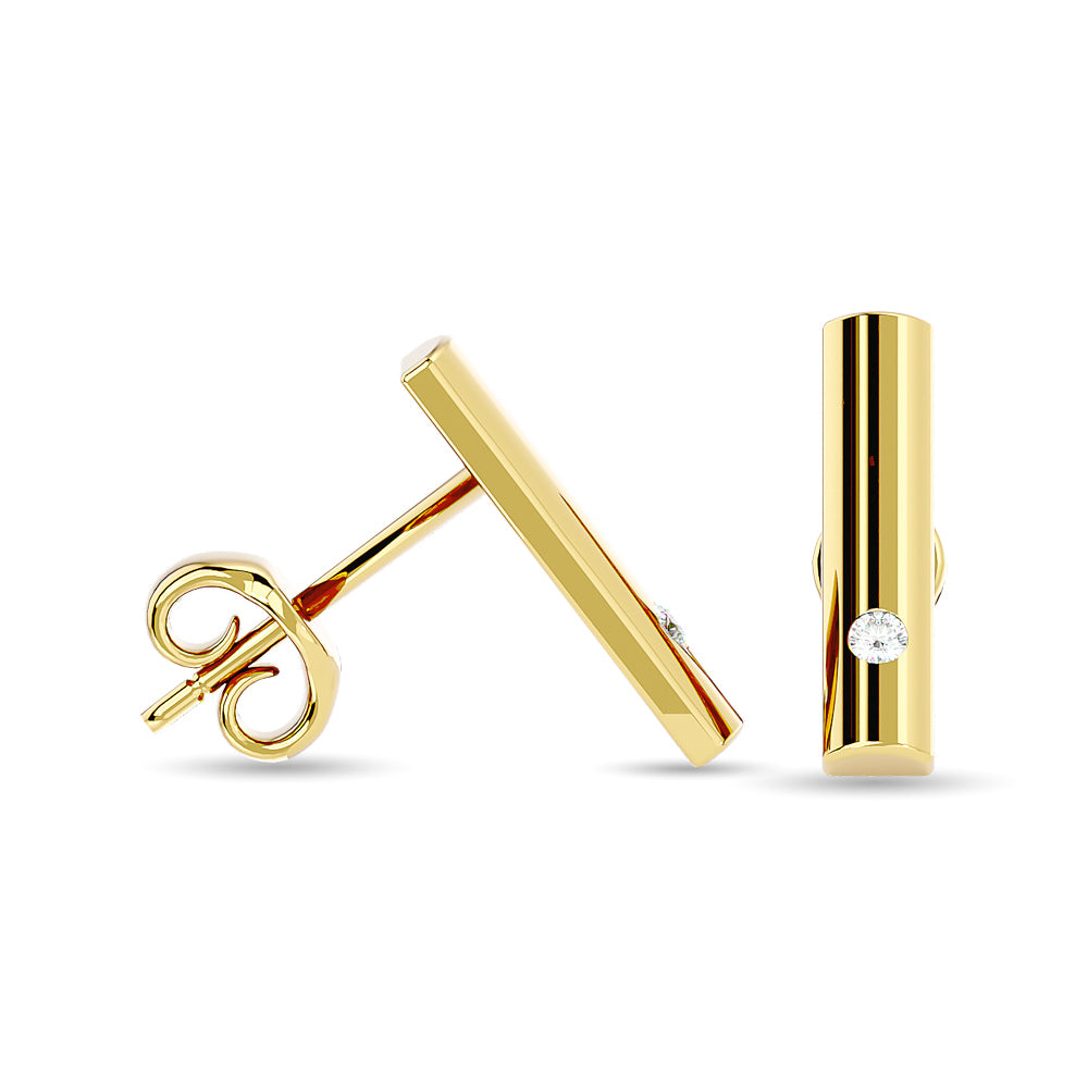 Diamond  1/20 Ct Tw Bar Earrings In 10K Yellow Gold