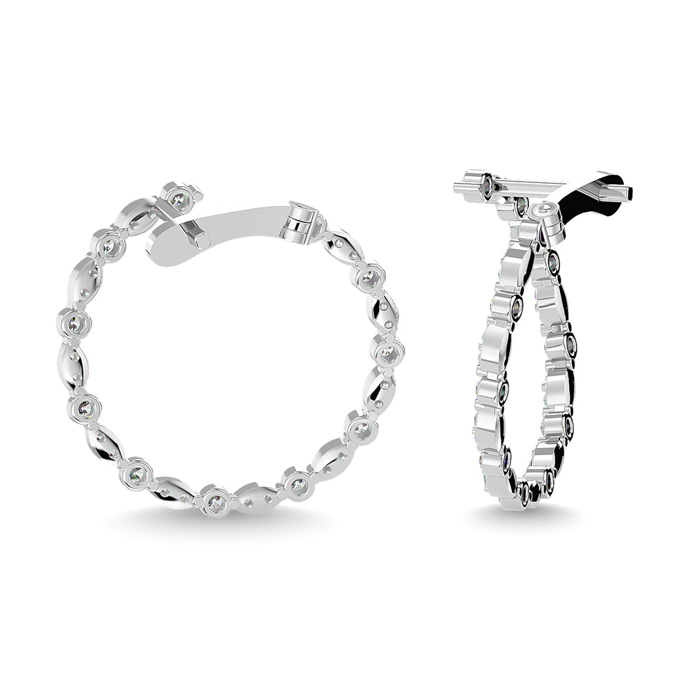 Diamond 7/8 Ct.Tw. Hoop Earrings in 14K White Gold