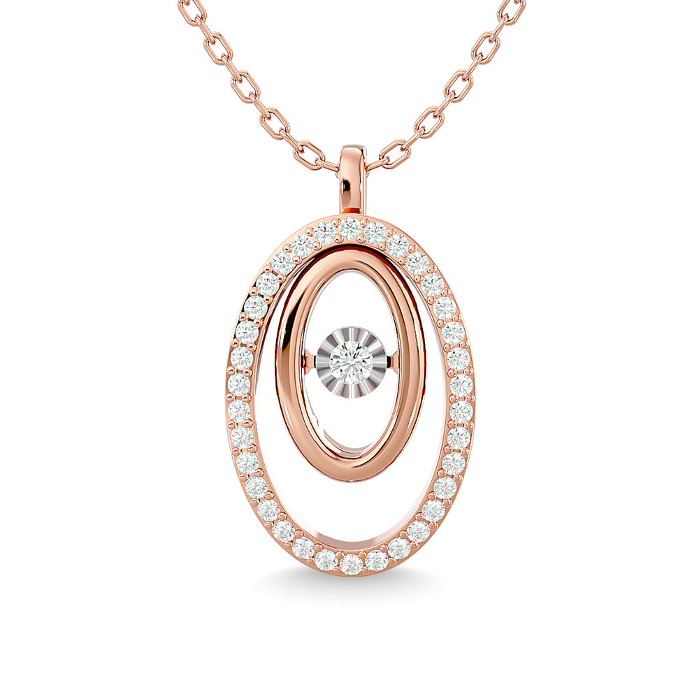 Diamond 1/4 Ct.Tw. Oval Shape Pendant In 14K Rose Gold