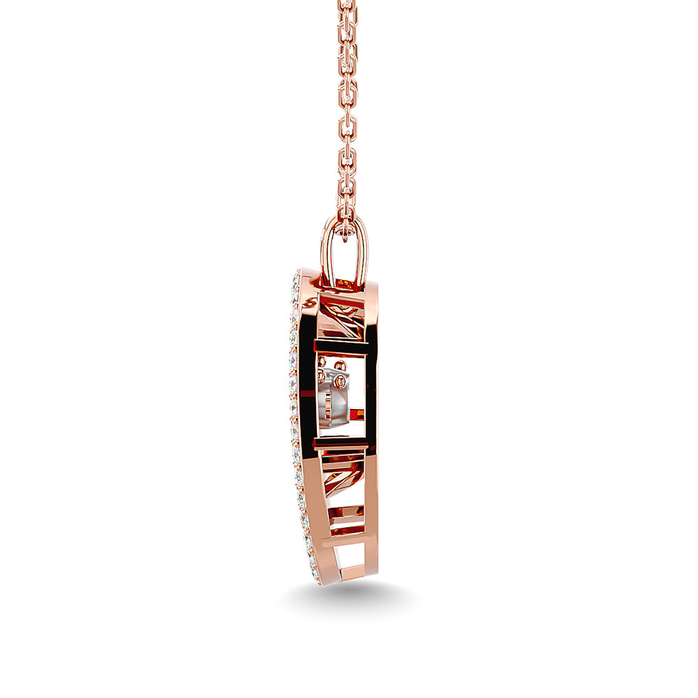 Diamond 1/4 Ct.Tw. Oval Shape Pendant in 14K Rose Gold