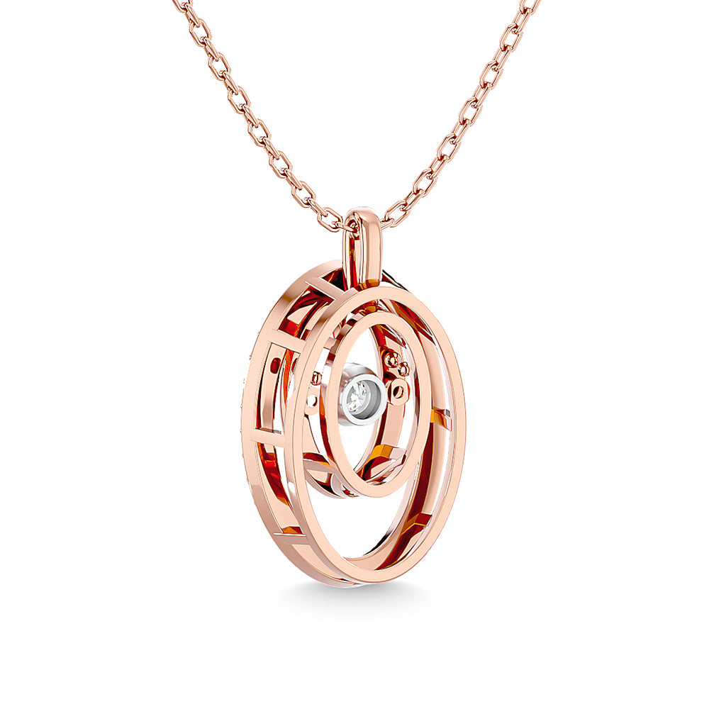 Diamond 1/4 Ct.Tw. Oval Shape Pendant In 14K Rose Gold