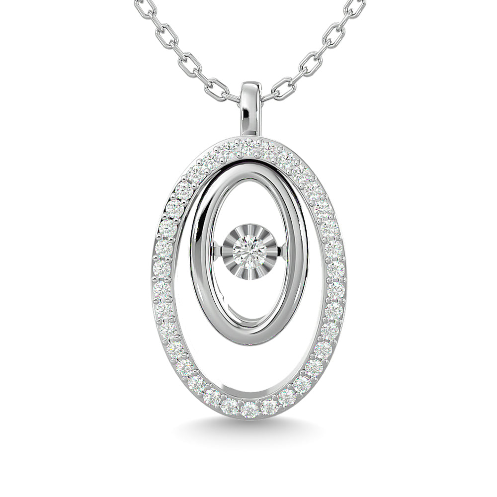 Diamond 1/4 Ct.Tw. Oval Shape Pendant In 14K White Gold