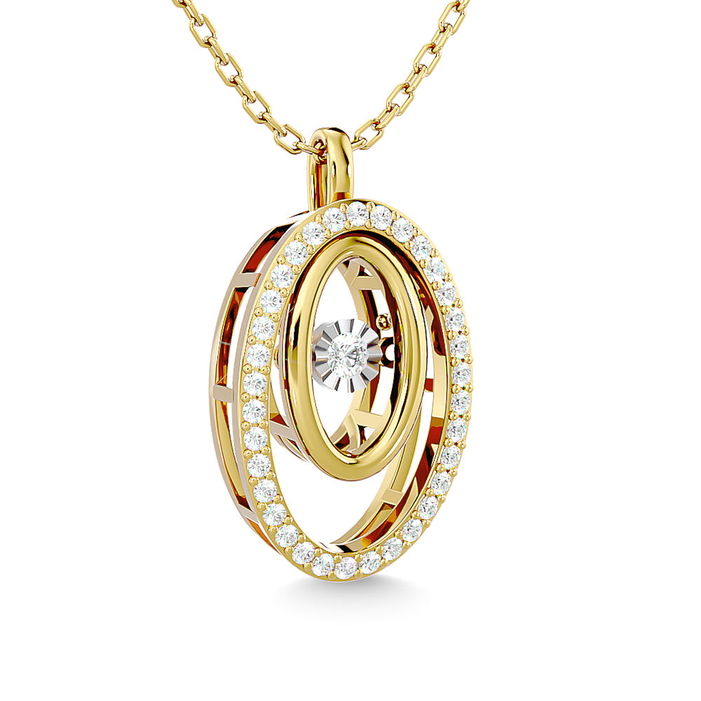 Diamond 1/4 Ct.Tw. Oval Shape Pendant In 14K Yellow Gold