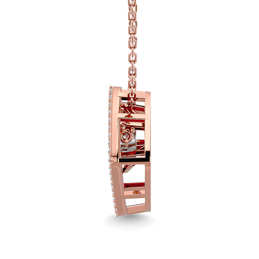 Diamond 1/4 Ct.Tw. Square Shape Pendant In 14K Rose Gold