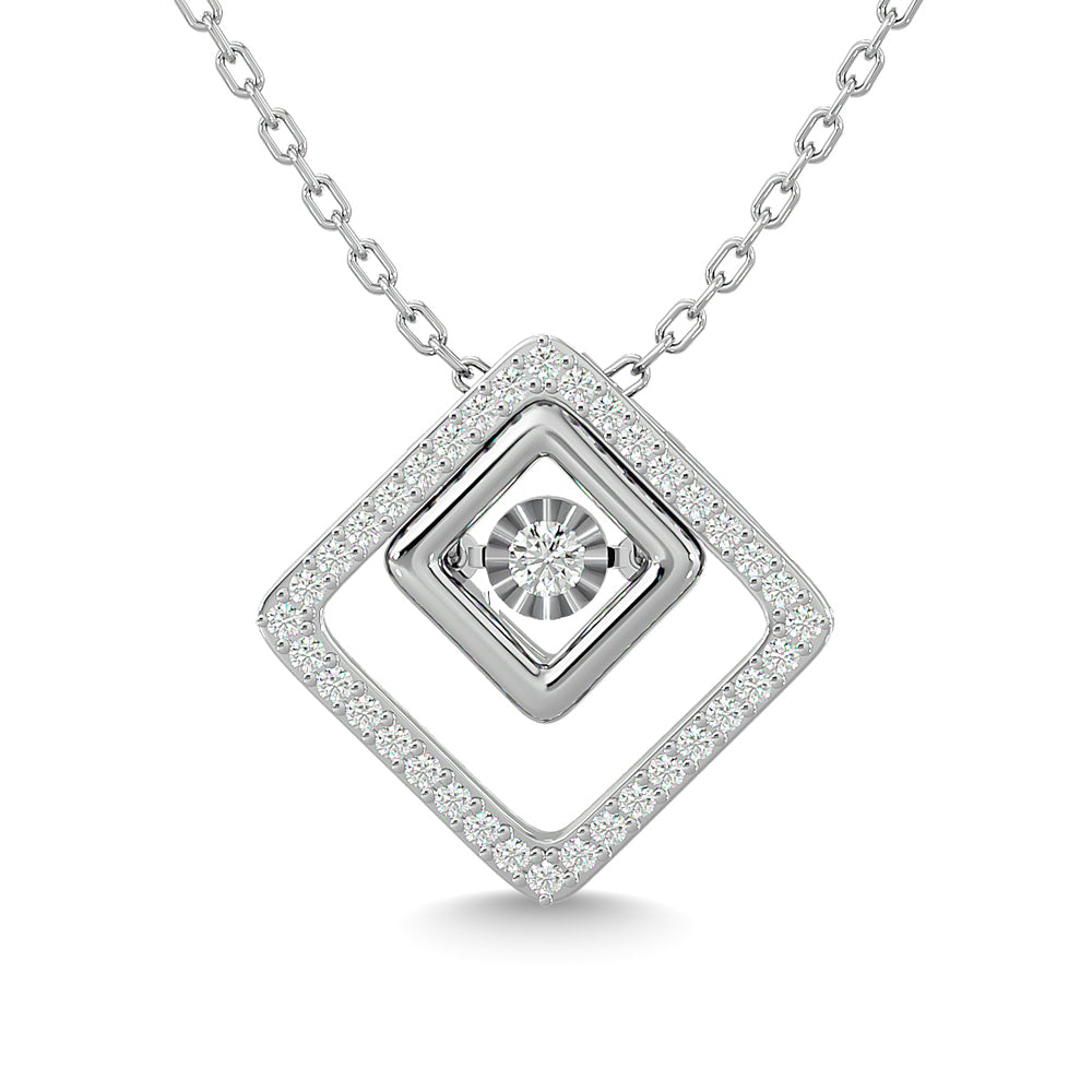 Diamond 1/4 Ct.Tw. Square Shape Pendant In 14K White Gold
