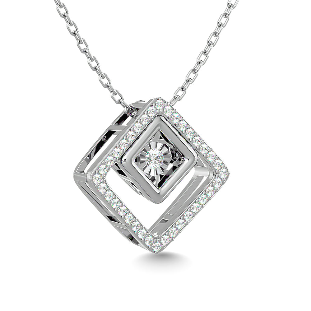 Diamond 1/4 Ct.Tw. Square Shape Pendant in 14K White Gold