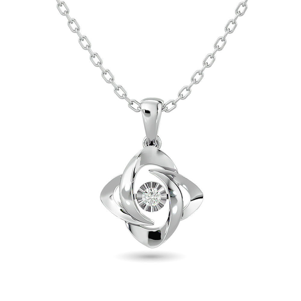Diamond Shimmering Pendant 1/20 Ct Tw In Sterling Silver
