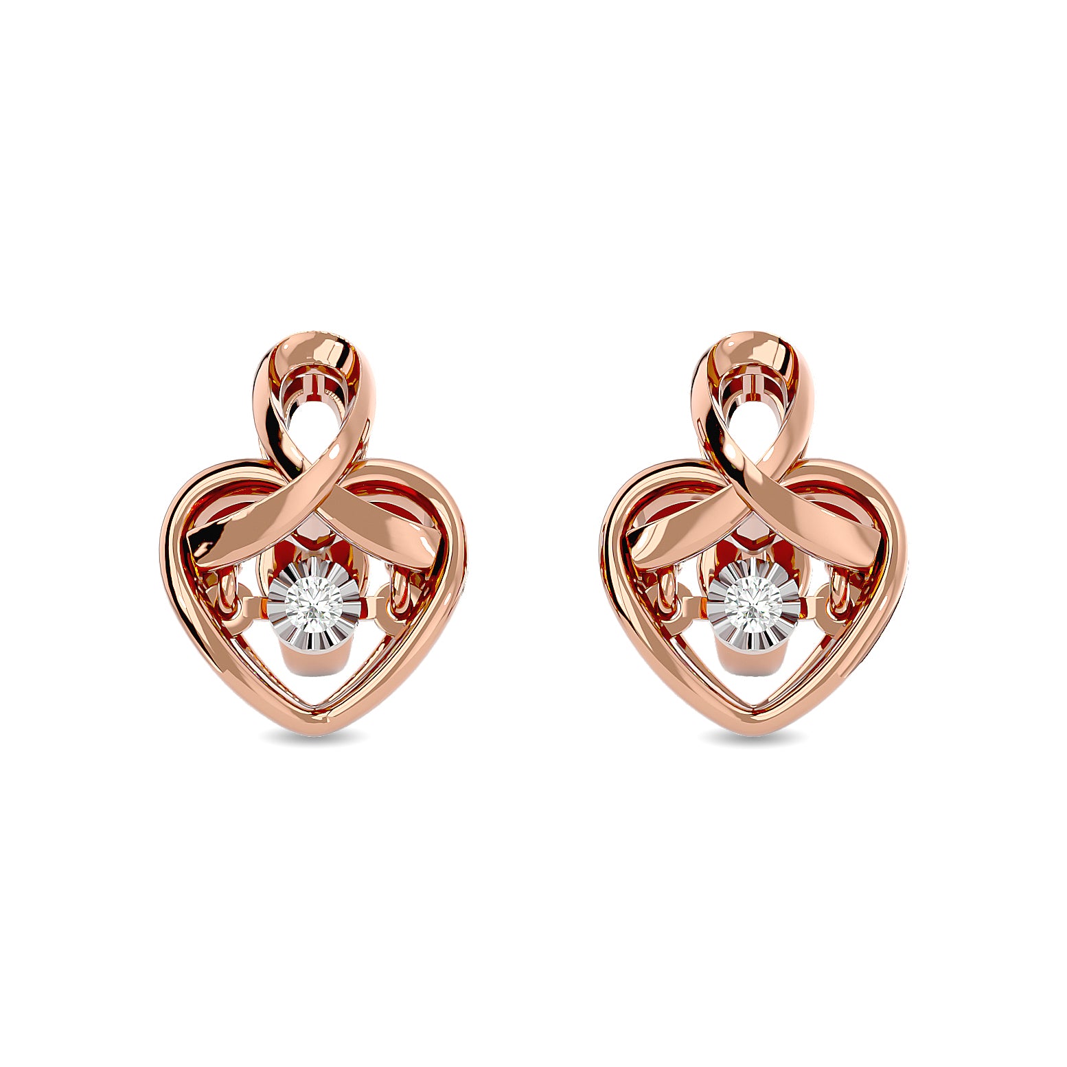 Diamond 1/20 Ct Tw Heart Earrings In Sterling Silver