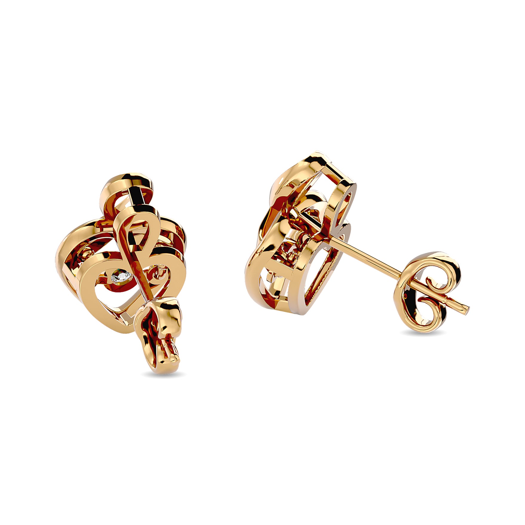 Diamond 1/20 Ct Tw Heart Earrings In Sterling Silver