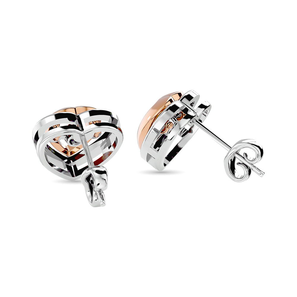 Diamond Two Tone Heart Earrings 1/20 Ct Tw In 10K White Gold