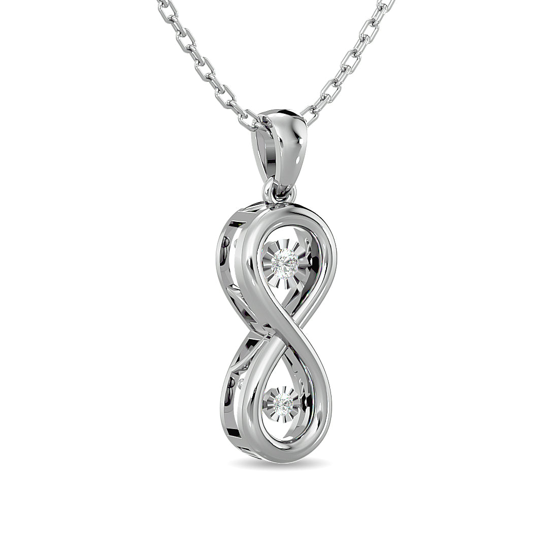 Diamond 1/20 Ct Tw Infinity Pendant In Sterling Silver