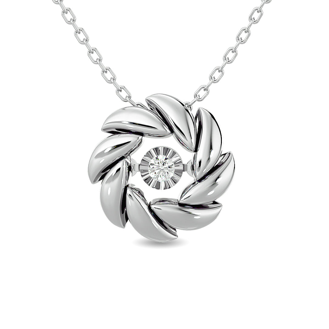 Diamond 1/20 Ct Tw Flower Pendant In Sterling Silver