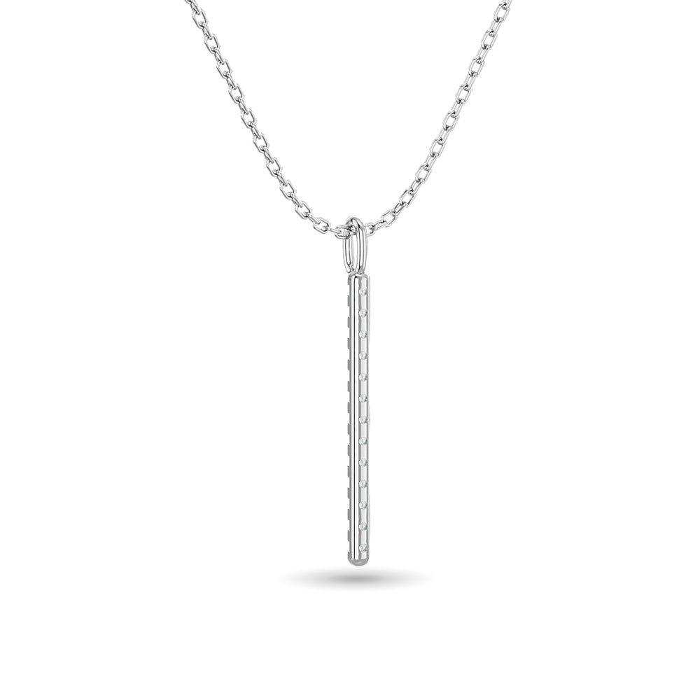 Diamond Bar Pendant 1/8 Ct Tw In 10K White Gold