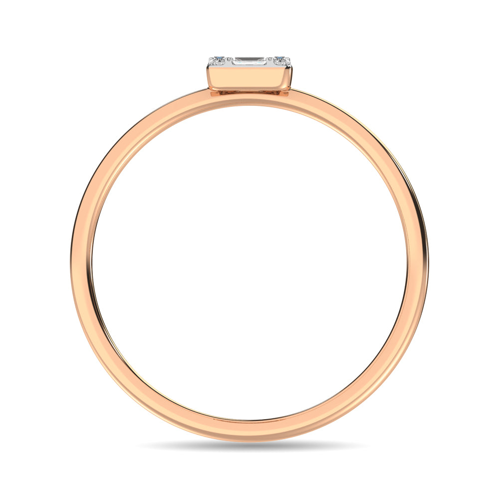Diamond 1/10 Ct Tw Round And Baguette Cut Ring In 10K Rose Gold