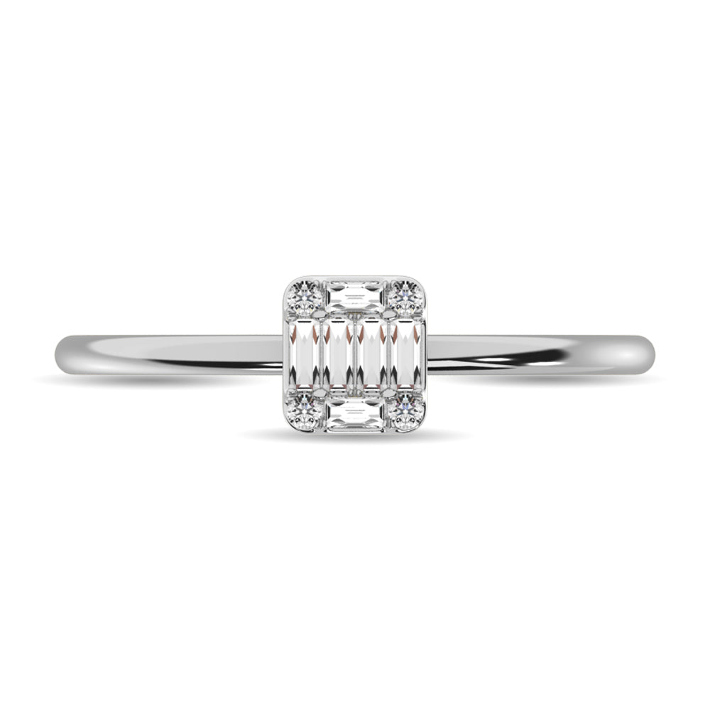 Diamond 1/10 Ct Tw Round And Baguette Cut Ring In 10K White Gold