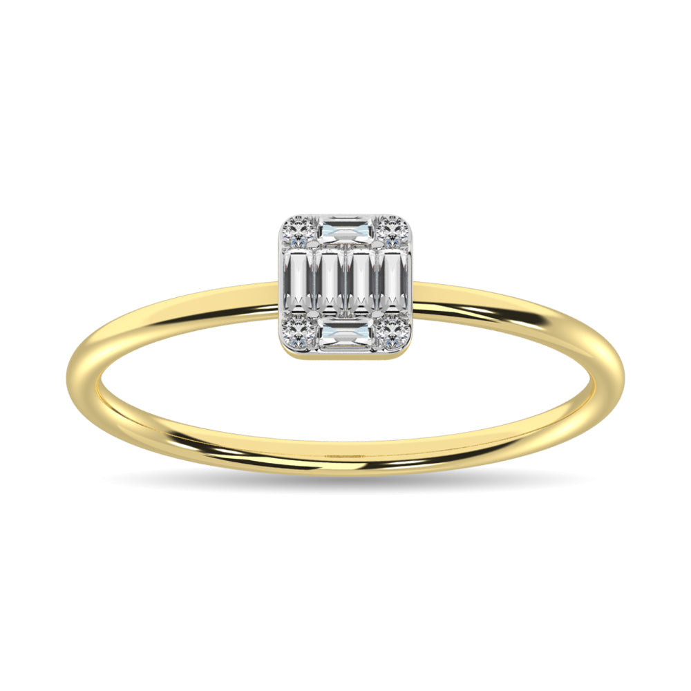 Diamond 1/10 Ct Tw Round And Baguette Cut Ring In 10K Yellow Gold
