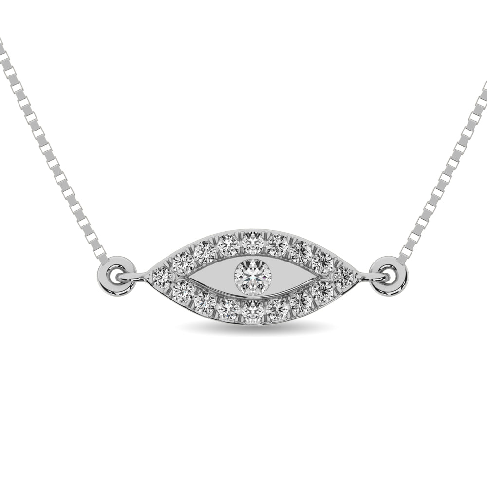 Diamond 1/10 Ct Tw Round Cut Fashion Necklace In 10K White Gold
