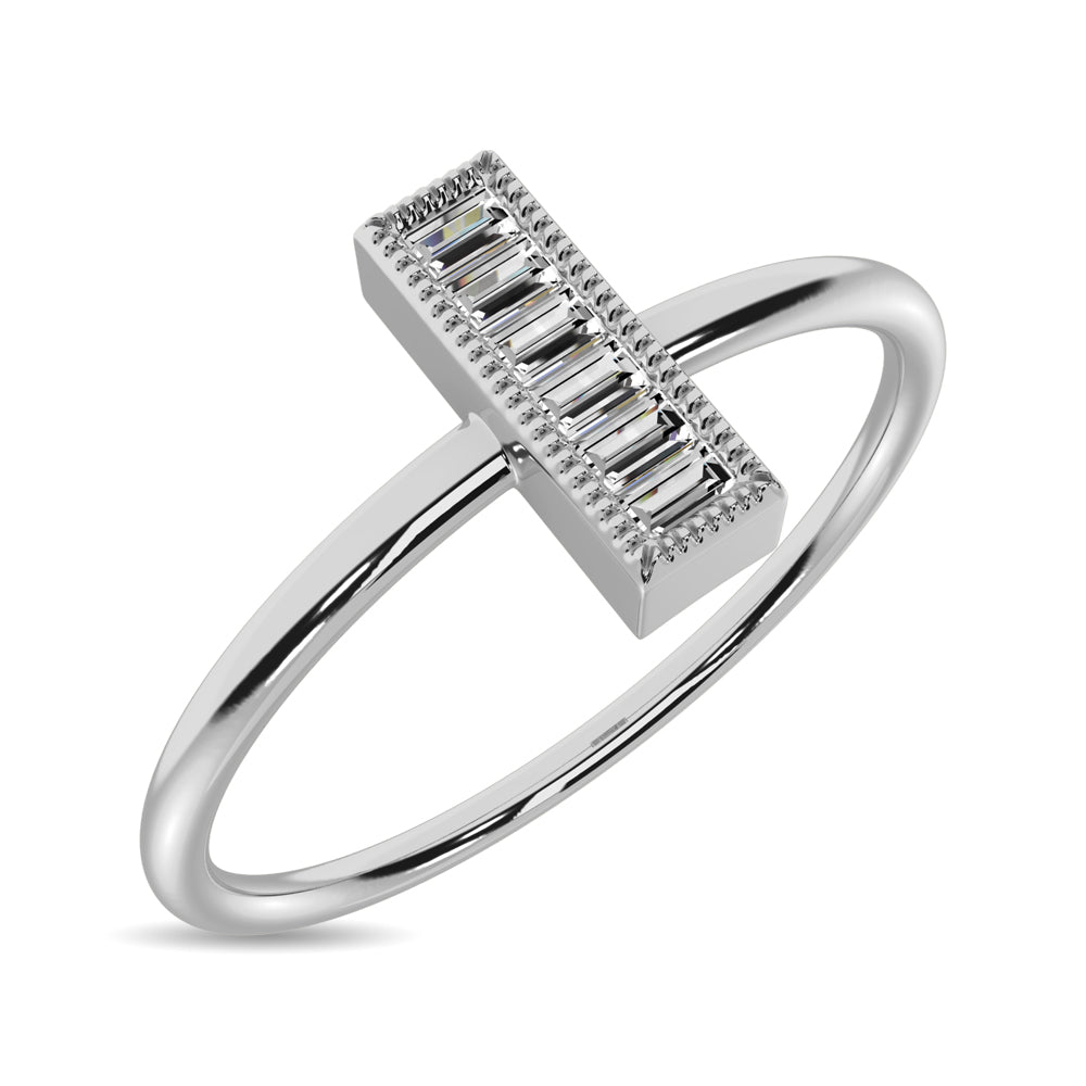 Diamond 1/20 Ct Tw Baguette Cut Fashion Ring In 10K White Gold