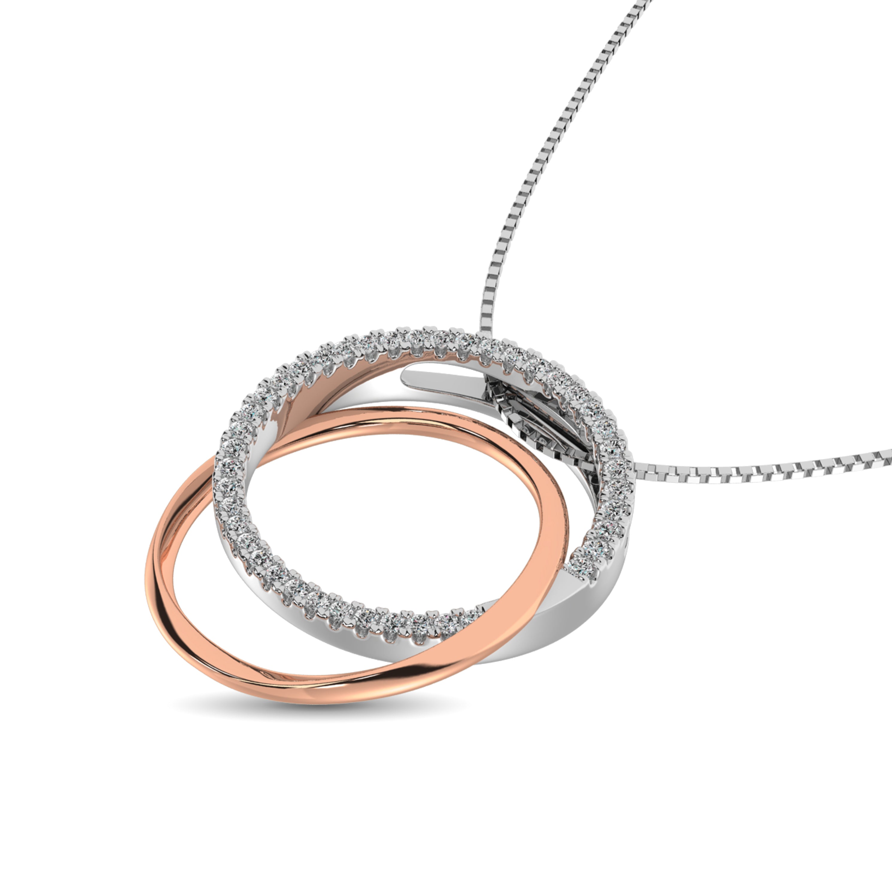 Diamond 1/6 Ct Tw Round Shape Pendant In 14K Two Tone Gold