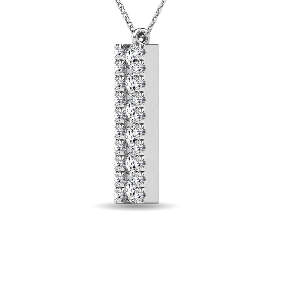 Diamond 1/4 Ct Tw Bar Pendant In 14K White Gold