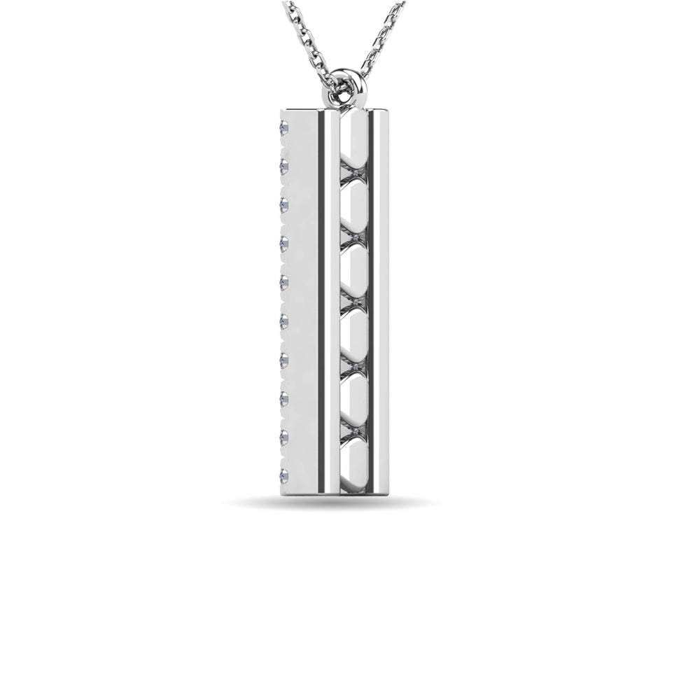 Diamond 1/4 ct tw Bar Pendant in 14K White Gold