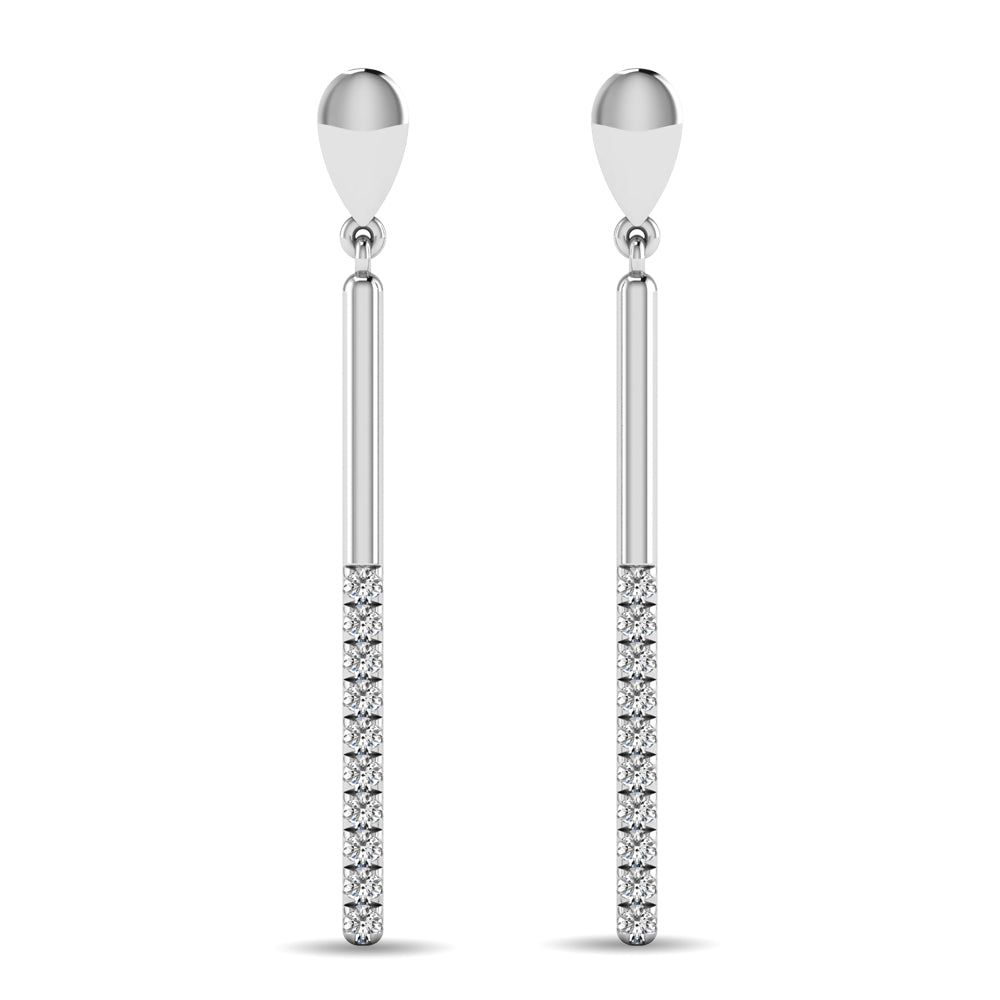 Diamond 1/5 Ct Tw Diamline Earrings In 10K White Gold