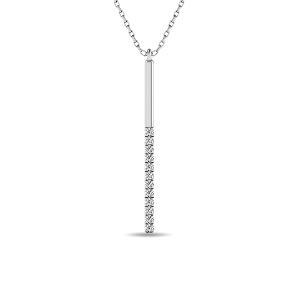 Diamond 1/8 Ct Tw Diamline Bar Pendant In 10K White Gold